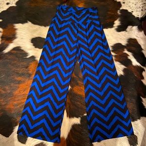 Black and Blue Chevron Palazzo Pants